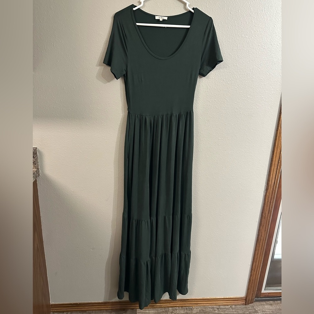 In Bloom Dark Green Maxi Dress